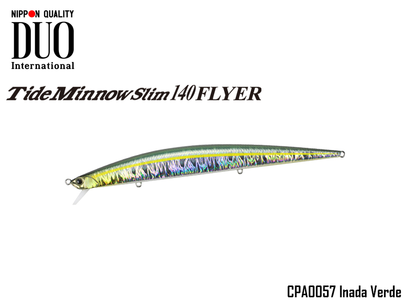 DUO Slim Tide Minnow 140 Flyer Lures (Length: 140mm, Weight: 21g, Model: CPA0057 Inada Verde)