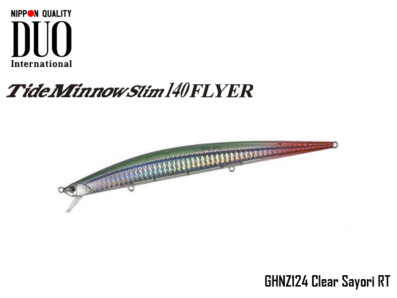 DUO Slim Tide Minnow 140 Flyer Lures (Length: 140mm, Weight: 21g, Model: GHNZ124 Clear Sayori RT)