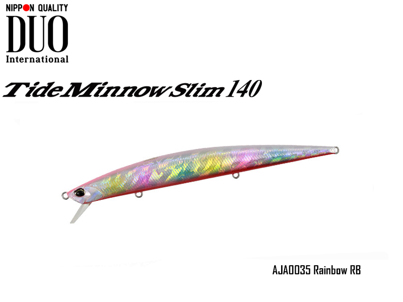 DUO Tide Minnow Slim 140 Lures (Length: 140mm, Weight: 18g, Model: AJA0035 Rainbow RB)