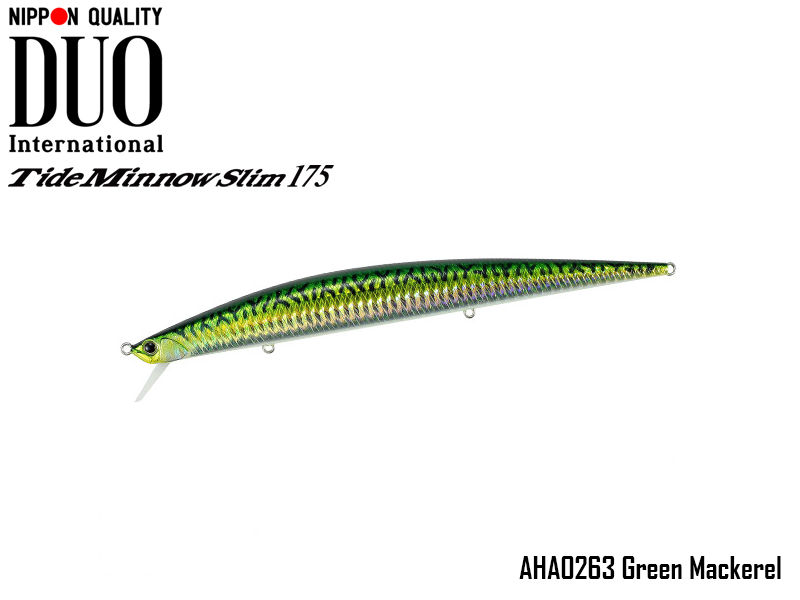 DUO Tide-Minnow Slim 175 Lures (Length: 175mm, Weight: 27g, Color: AHA0263 Green Mackerel)