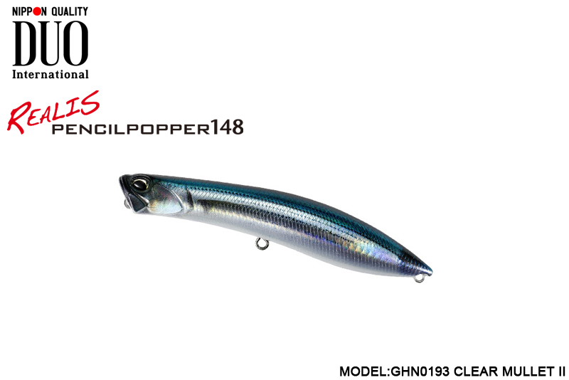 DUO Realis PencilPopper 148 (Length: 148mm, Weight: 40g, Model: GHN0193 Clear Mullet II)