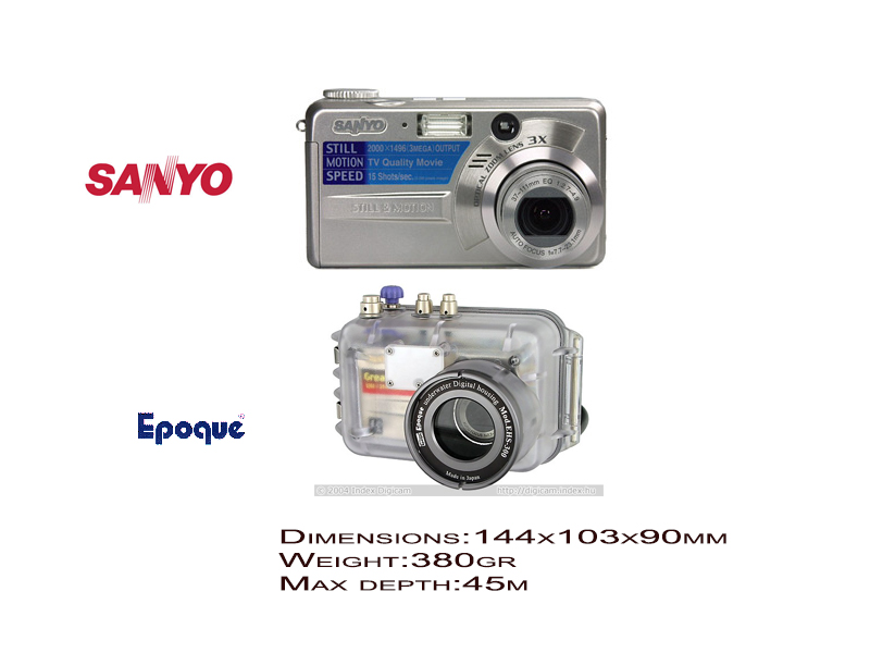 Sanyo digital cameras DSC-MZ3 with Epoque underwater housing EHS-300