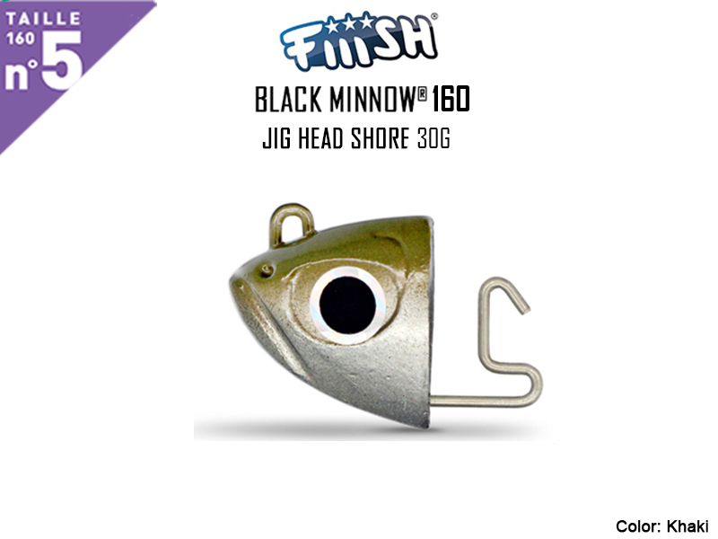 FIIISH Black Minnow 160 Jig Head Shore (Weight: 30gr, Color: Khaki, Pack: 2pcs)
