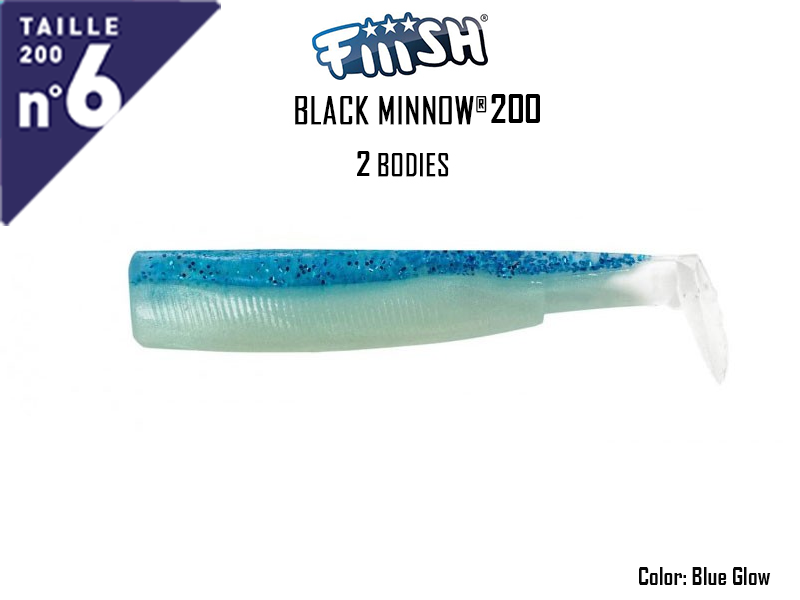 FIIISH Black Minnow 200 Bodies - 2 Bodies Pack ( Color: Blue Glow, Pack: 2pcs)
