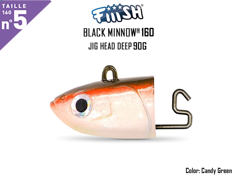 FIIISH Black Minnow 160 Jig Head Deep (Weight: 90gr, Color: Candy Green, Pack: 1pcs)