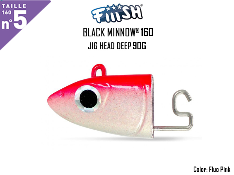 FIIISH Black Minnow 160 Jig Head Deep (Weight: 90gr, Color: Fluo Pink, Pack: 1pcs)