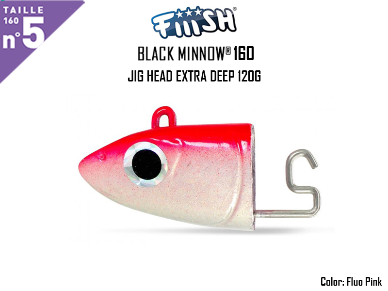 FIIISH Black Minnow 160 Jig Head X-Deep (Weight: 120gr, Color: Fluo Pink, Pack: 1pcs)