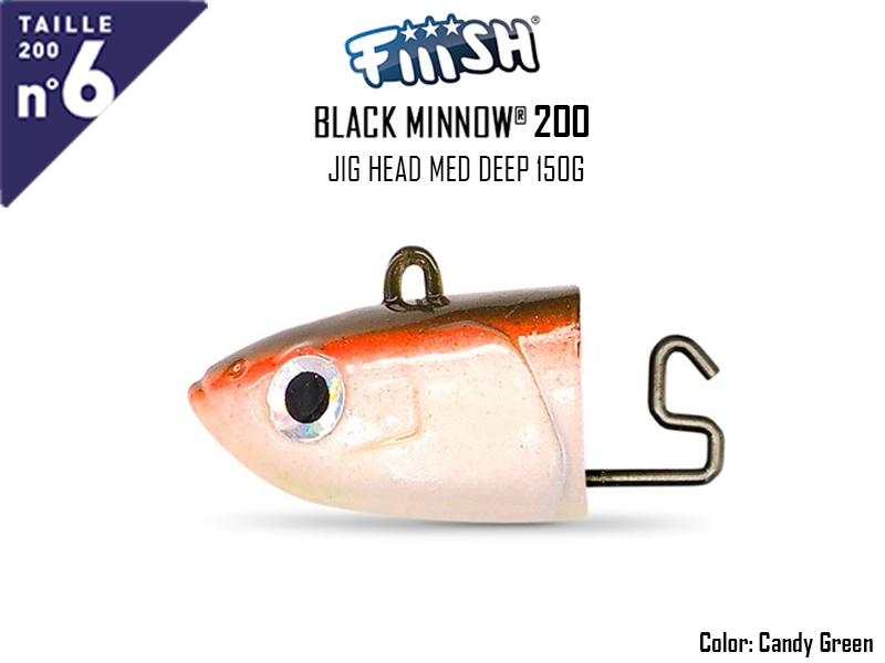 FIIISH Black Minnow 200 Jig Head Med Deep (Weight: 150gr, Color: Candy Green, Pack: 1 pc)
