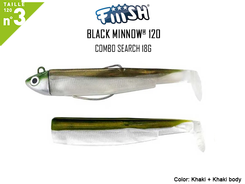 FIIISH Black Minnow 120 - Combo Search (Weight: 18gr, Color: Khaki + Khaki body)