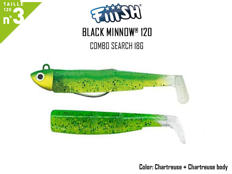 FIIISH Black Minnow 120 - Combo Search (Weight: 18gr, Color: Chartreuse + Chartreuse body)