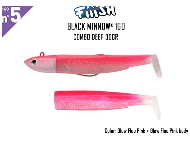 FIIISH Black Minnow 160 - Combo Deep (Weight: 90gr, Color: Glow Fluo Pink + Glow Fluo Pink body)