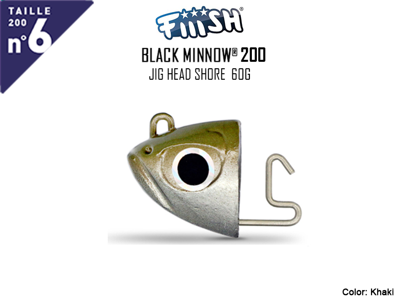 FIIISH Black Minnow 200 Jig Head Shore (Weight: 60gr, Color: Khaki, Pack: 1 pc)