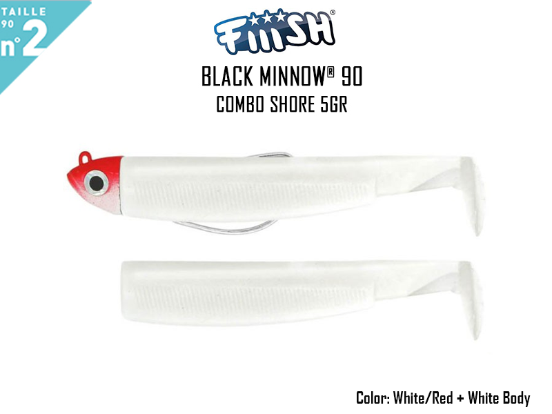 FIIISH Black Minnow 90 - Combo Shore (Weight: 5gr, Color: White/Red + White Body)