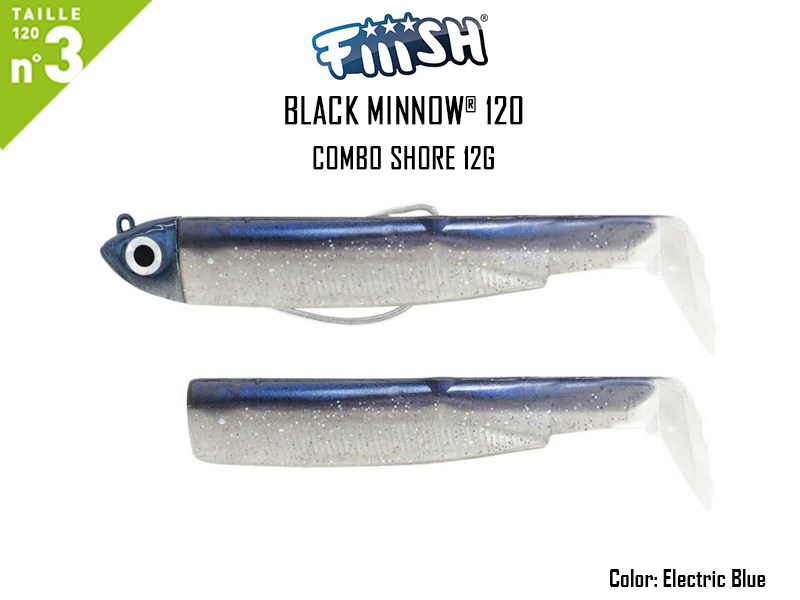 FIIISH Black Minnow 120 - Combo Shore (Weight: 12gr, Color: Electric Blue + Electric Blue body)