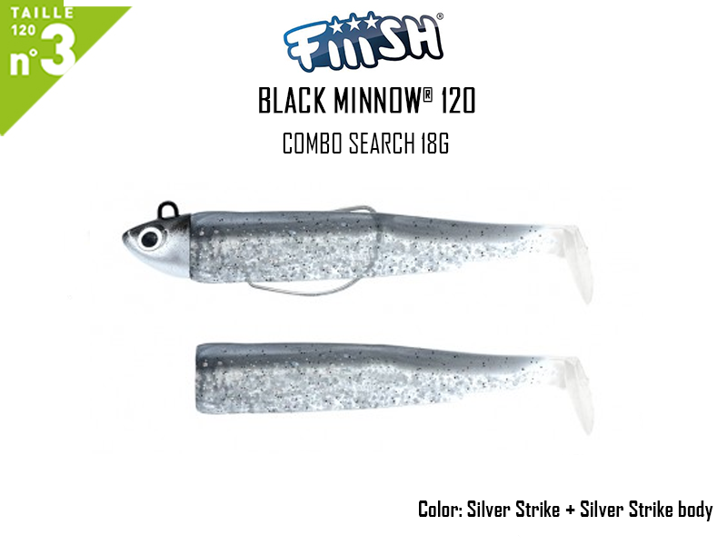 FIIISH Black Minnow 120 - Combo Search (Weight: 18gr, Color: Silver Strike + Silver Strike body)