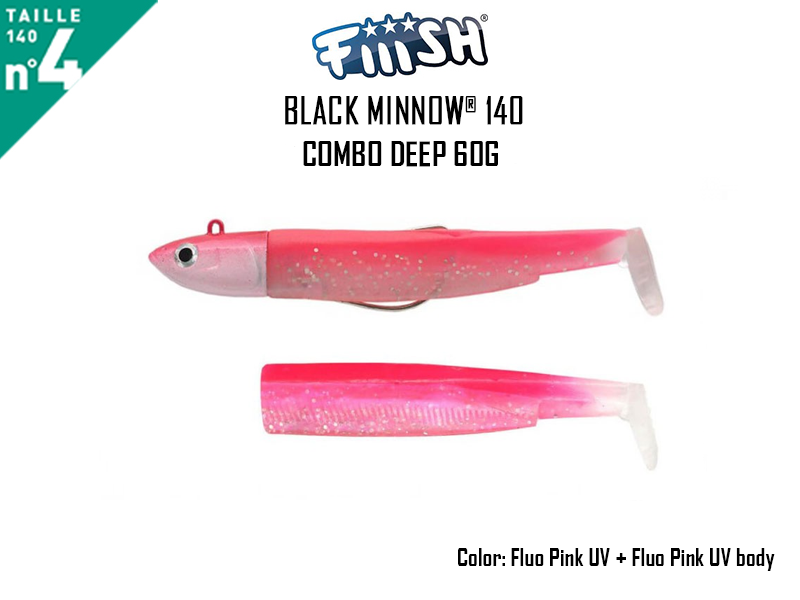 FIIISH Black Minnow 140 - Combo Deep (Weight: 60gr, Color: Fluo Pink UV + Fluo Pink UV body)