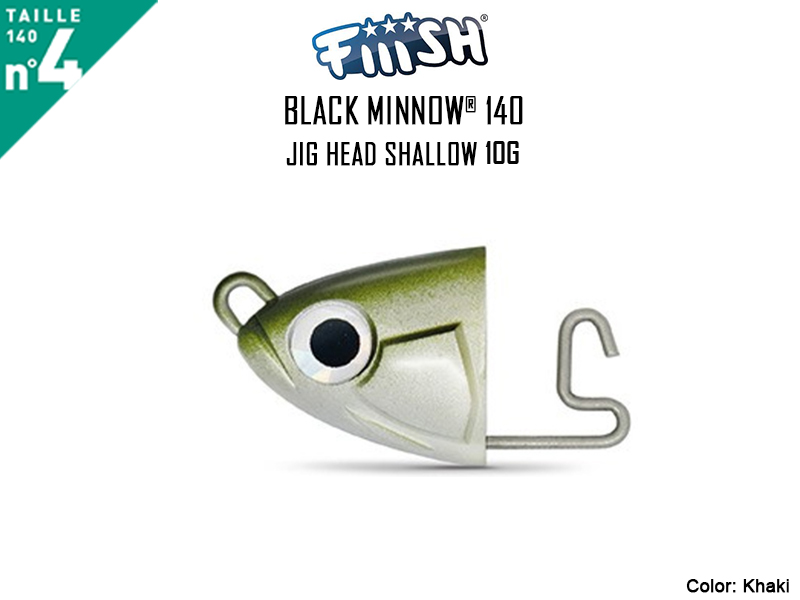 FIIISH Black Minnow 140 Jig Head Shallow (Weight: 10gr, Color: Khaki, Pack: 2pcs)