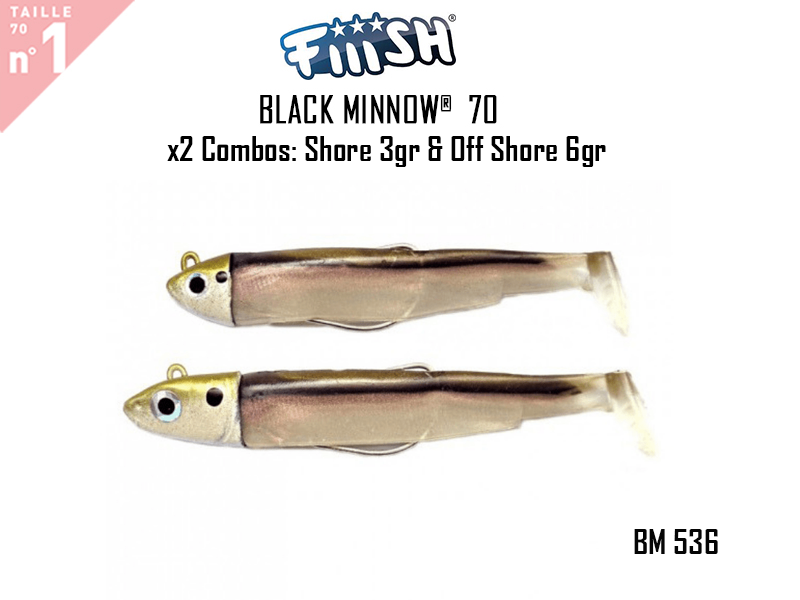 FIIISH Black Minnow 70 Double Combo Shore & Offshore (Weight: 3 & 6gr, Color: BM 536)