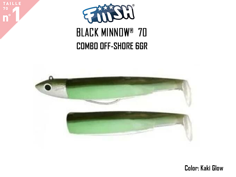 FIIISH Black Minnow 70 Combo Off Shore (Weight: 6gr, Color: Khaki Glow + Khaki Glow body)