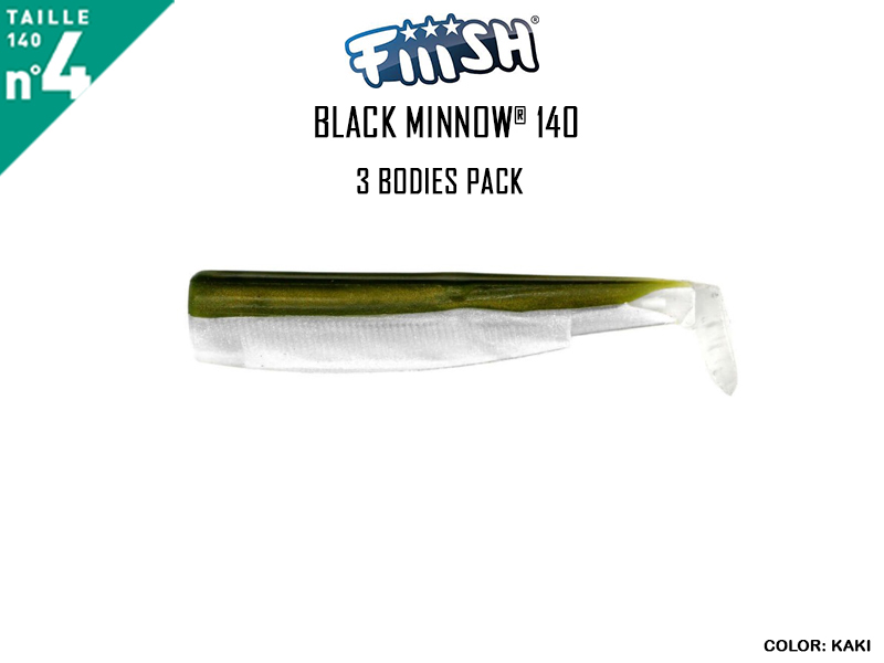 FIIISH Black Minnow 140 Bodies - 3 Bodies Pack ( Color: Kaki, Pack: 3pcs)