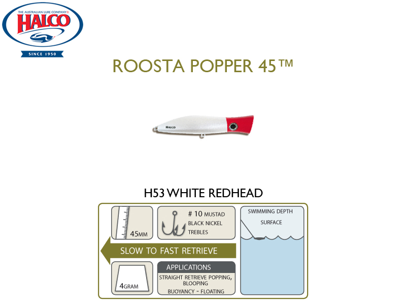 Halco Roosta Popper 45 (Length: 45mm, Weight: 4gr, Color: H53)