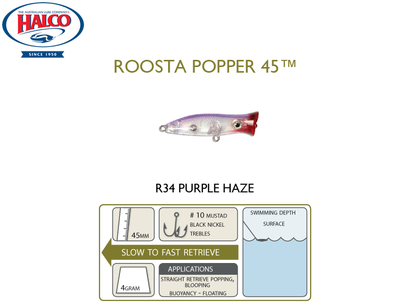 Halco Roosta Popper 45 (Length: 45mm, Weight: 4gr, Color: R34)