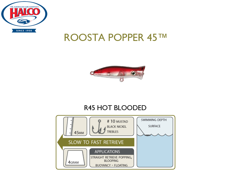 Halco Roosta Popper 45 (Length: 45mm, Weight: 4gr, Color: R45)