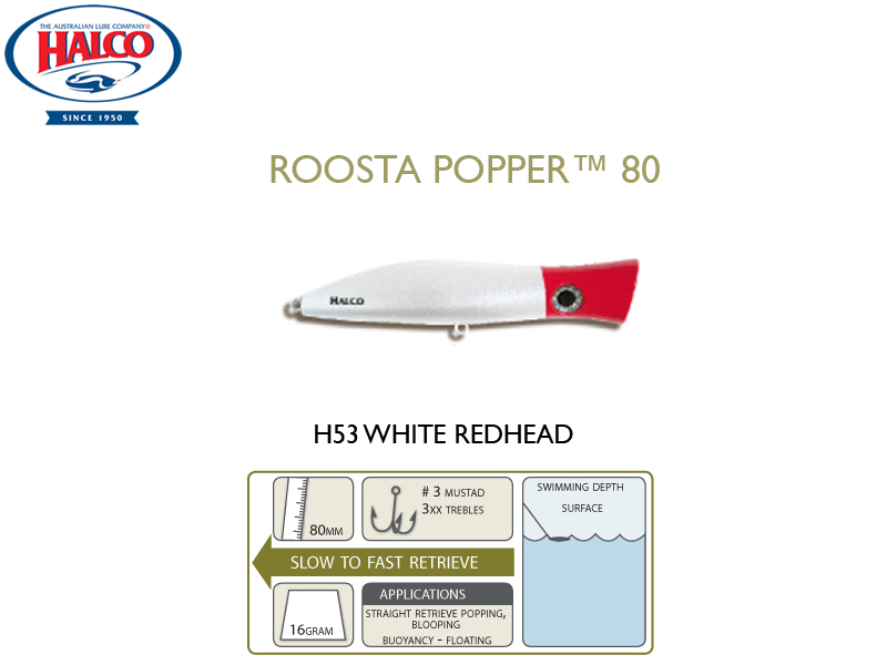 Halco Roosta Popper 80 (Length: 80mm, Weight: 16gr, Color: H53)