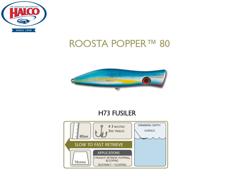 Halco Roosta Popper 80 (Length: 80mm, Weight: 16gr, Color: H73)