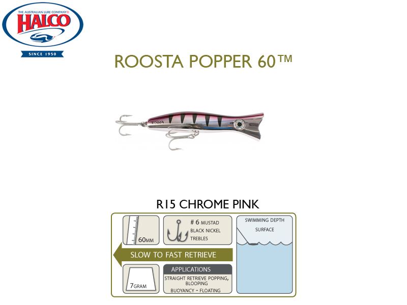 Halco Roosta Popper 60 (Length: 60mm, Weight: 7gr, Color: R15)