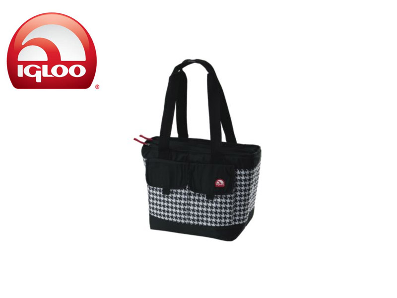 Igloo Cooler Dual Compartment 24 - Black & White (Houndstooth Black, 24 Cans/ 18 Liters)