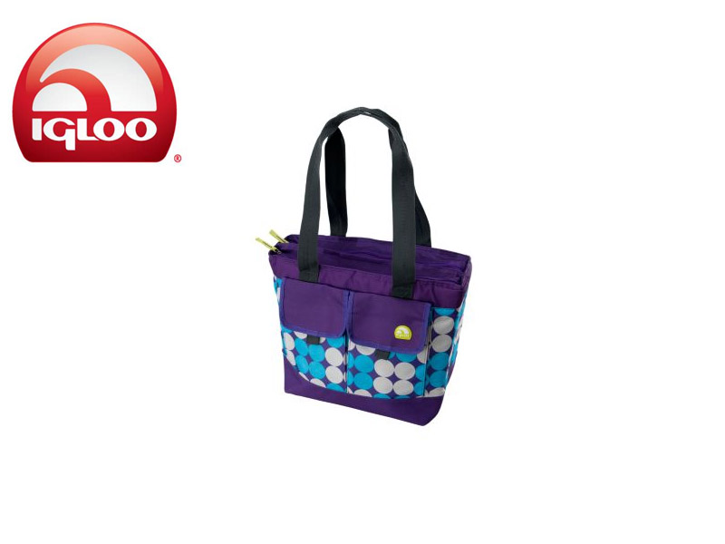 Igloo Cooler Dual Compartment 24 - Polka Dots (Purple, 24 Cans/ 18 Liters)