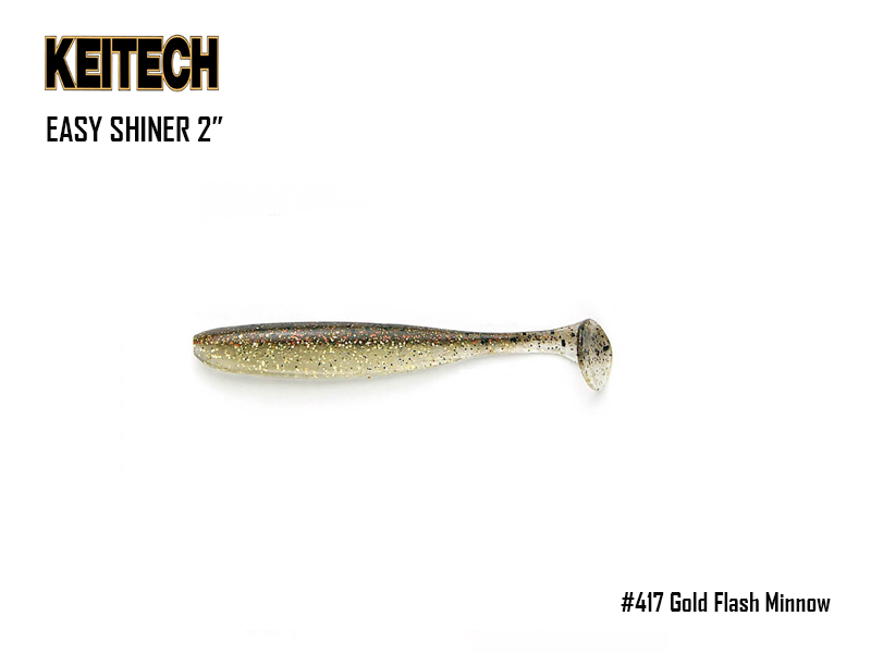 Keitech Easy Shiner 2" (Length: 2", Pack: 12pcs, Color: #417 Gold Flash Minnow)