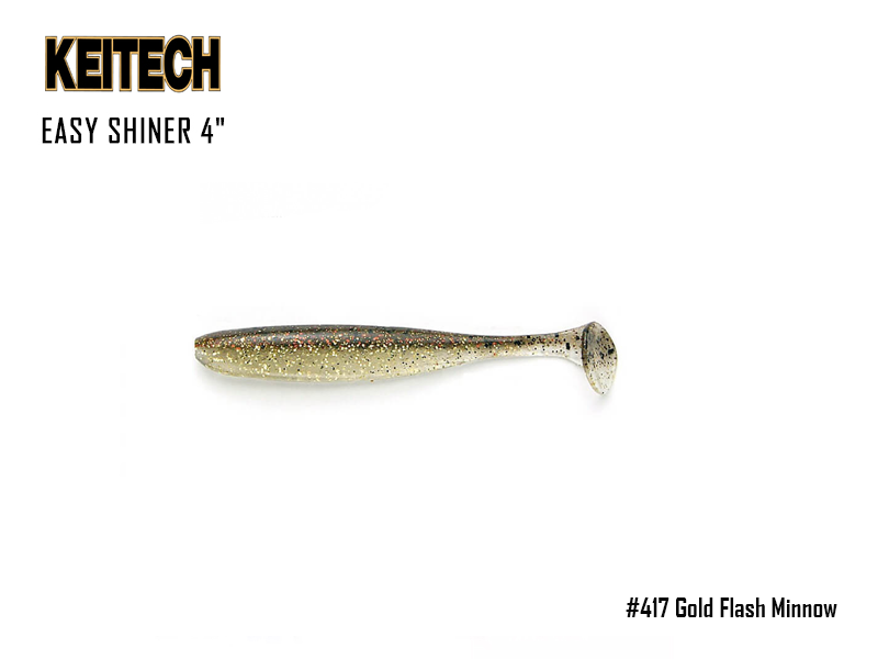 Keitech Easy Shiner 4" (Length: 4", Pack: 7pcs, Color: #417-T Gold Flash Minnow)