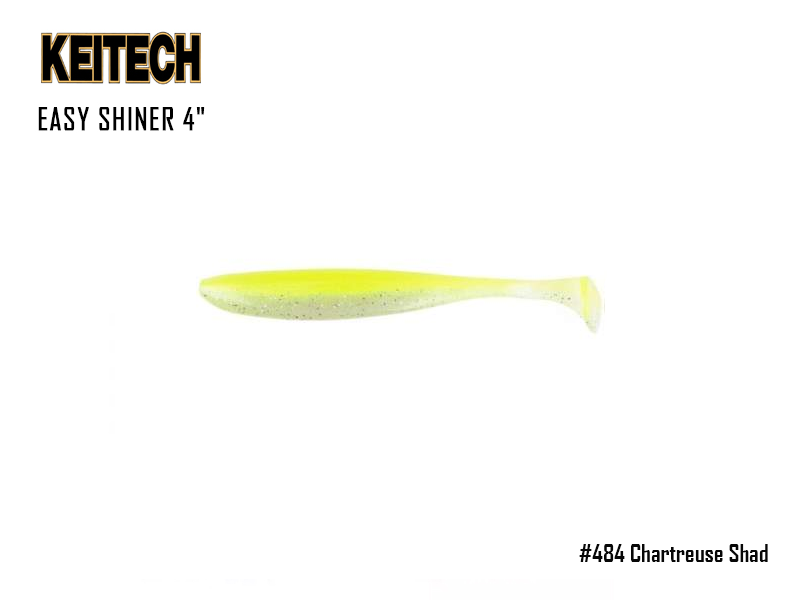 Keitech Easy Shiner 4" (Length: 4", Pack: 7pcs, Color: #484 Chartreuse Shad)