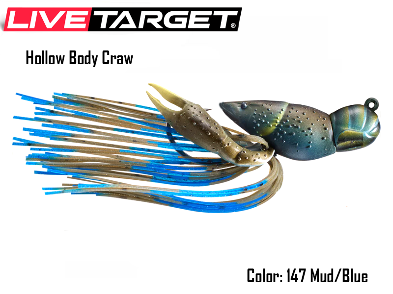 Live Target Hollow Body Craw (Size: 45mm, Weight: 14gr, Color: 147 Mud/Blue)