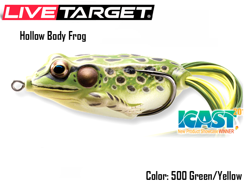 Live Target Hollow Body Frog (Size: 55mm, Weight: 18gr, Color: 500 Green/Yellow)