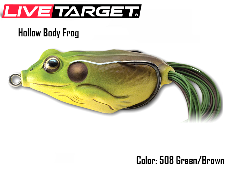 Live Target Hollow Body Frog (Size: 55mm, Weight: 18gr, Color: 508 Green/Brown)