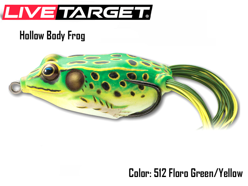 Live Target Hollow Body Frog (Size: 55mm, Weight: 18gr, Color: 512 Floroscent Green/Yellow)