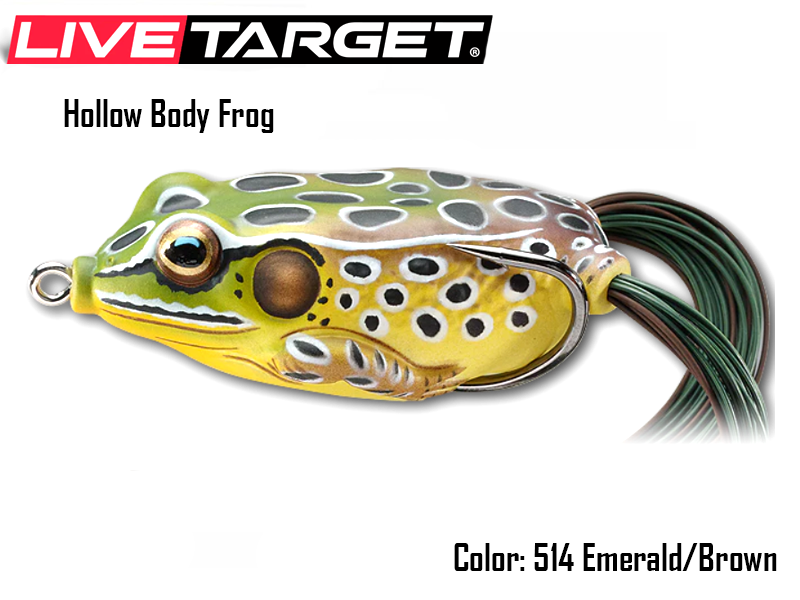 Live Target Hollow Body Frog (Size: 55mm, Weight: 18gr, Color: 514 Emerald/Brown)