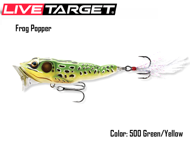 Live Target Frog Popper (Size: 65mm, Weight: 7gr, Color: 500 Green/Yellow)