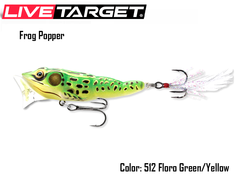 Live Target Frog Popper (Size: 65mm, Weight: 7gr, Color: 512 Floro Green/Yellow)