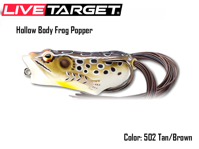 Live Target Hollow Body Frog Popper (Size: 65mm, Weight: 14gr, Color: 502 Green/Yellow)