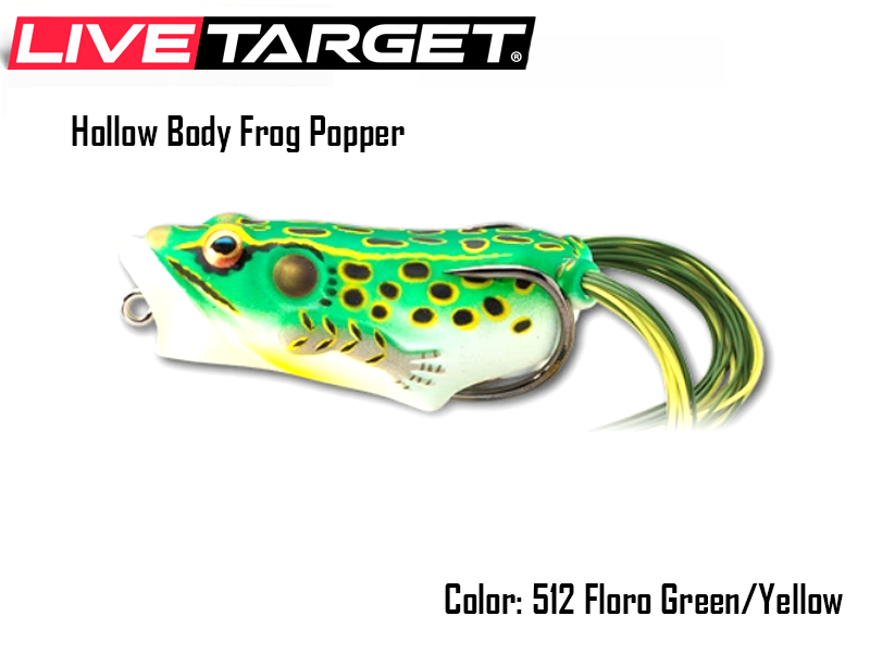 Live Target Hollow Body Frog Popper (Size: 65mm, Weight: 14gr, Color: 512 Floro Green/Yellow)