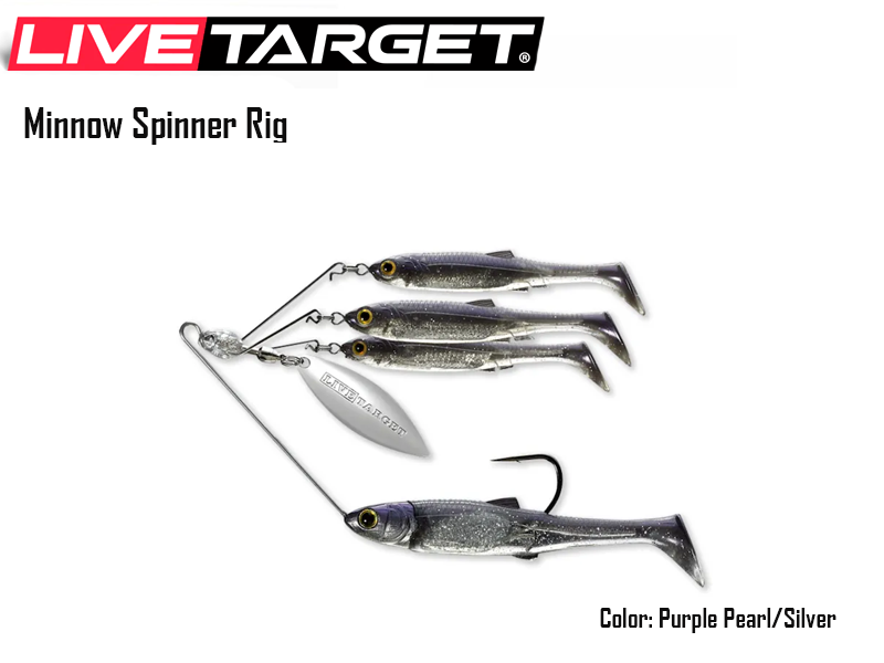 Live Target Minnow Spinner Rig (Size: Medium, Weight: 14gr, Color: Purple Pearl/Silver)