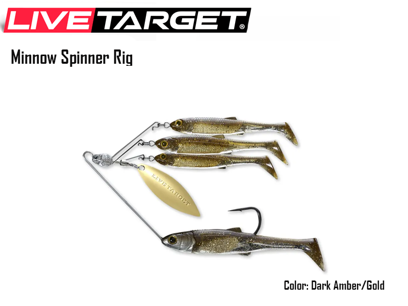 Live Target Minnow Spinner Rig (Size: Medium, Weight: 14gr, Color: Dark Amber/Gold)