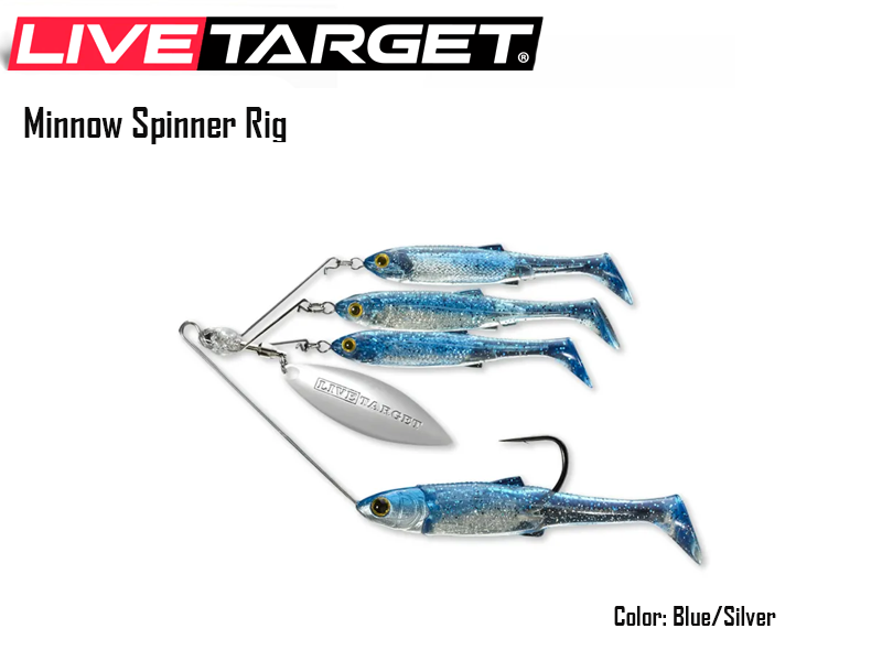 Live Target Minnow Spinner Rig (Size: Medium, Weight: 14gr, Color: Blue/Silver)