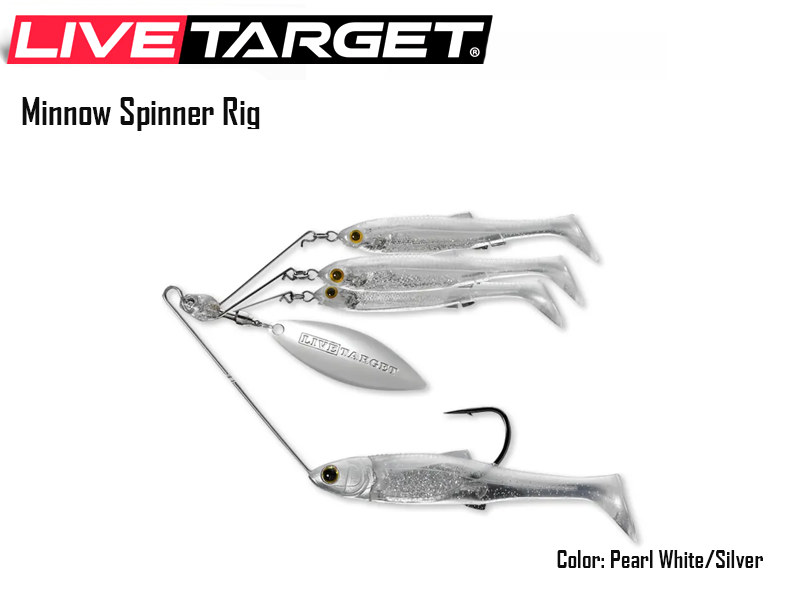 Live Target Minnow Spinner Rig (Size: Medium, Weight: 14gr, Color: Pearl White/Silver)