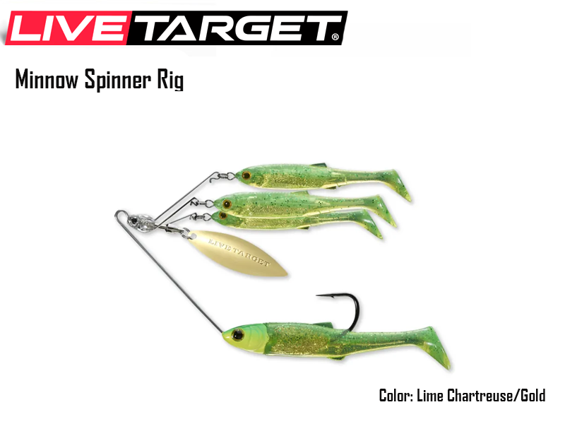 Live Target Minnow Spinner Rig (Size: Medium, Weight: 14gr, Color: Lime Chartreuse/Gold)