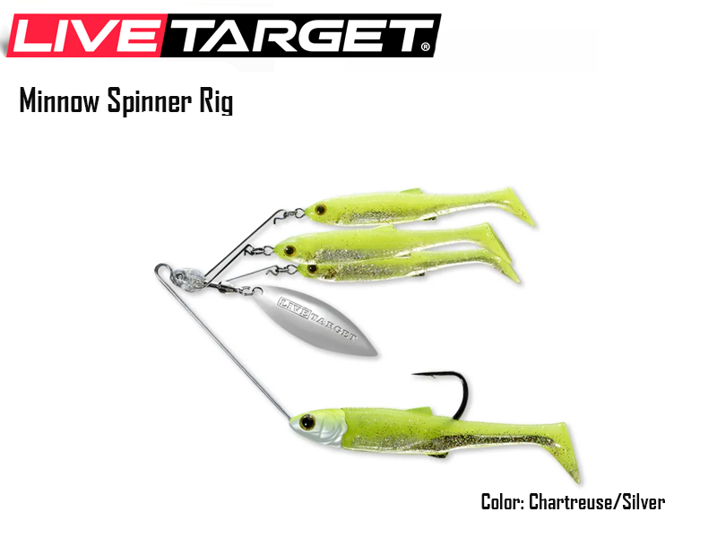 Live Target Minnow Spinner Rig (Size: Medium, Weight: 14gr, Color: Chartreuse/Silver)